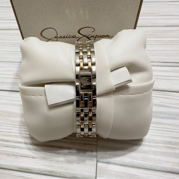 JESSICA SIMPSON RHINESTONE‎ STAR SILVER & GOLD TONE WRIST WATCH NEW IN BOX main image 4